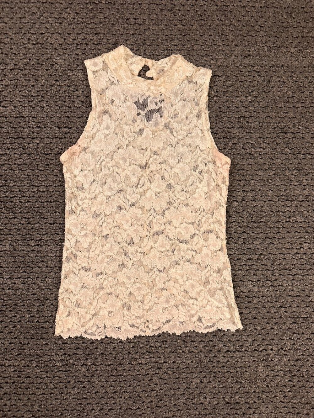 Ann Taylor Lace Sheer See Through Floral Sleeveless Top Shirt Women's Large Tank